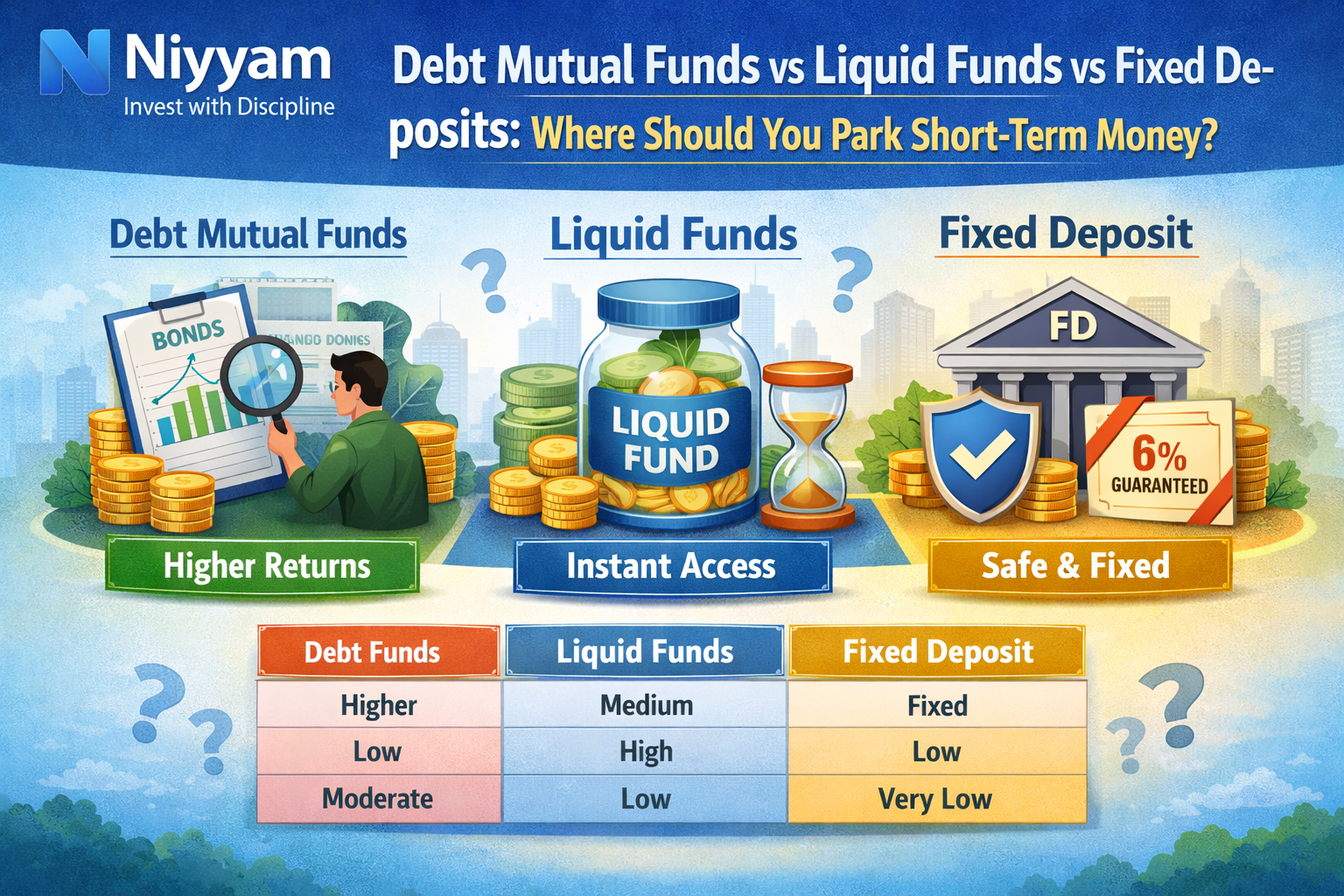Fixed Deposit vs Liquid Funds vs Debt Funds: Best Option for Short-Term Investment